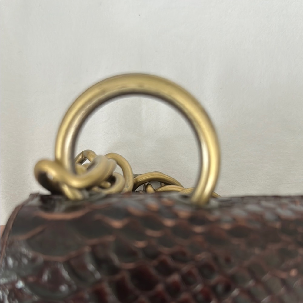 Jalda Brown Snakeskin and Gold Chain Strap Clutch Shoulder Bag EUC - Picture 6 of 7